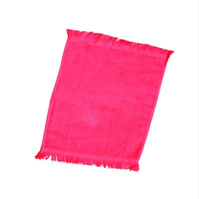 Q-Tees Fringed Fingertip Towel One Size Red
