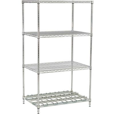 Nexel Nexelon, 4 Tier, Wire Shelving Unit, 1 Heavy Duty Shelf, 36" W x 24" D x 63" H