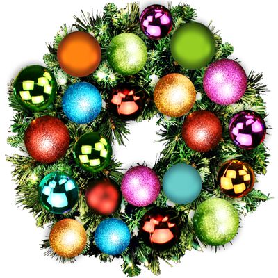 Tropical-Themed Sequoia Wreath with Warm White LED Lights by WinterlandInc