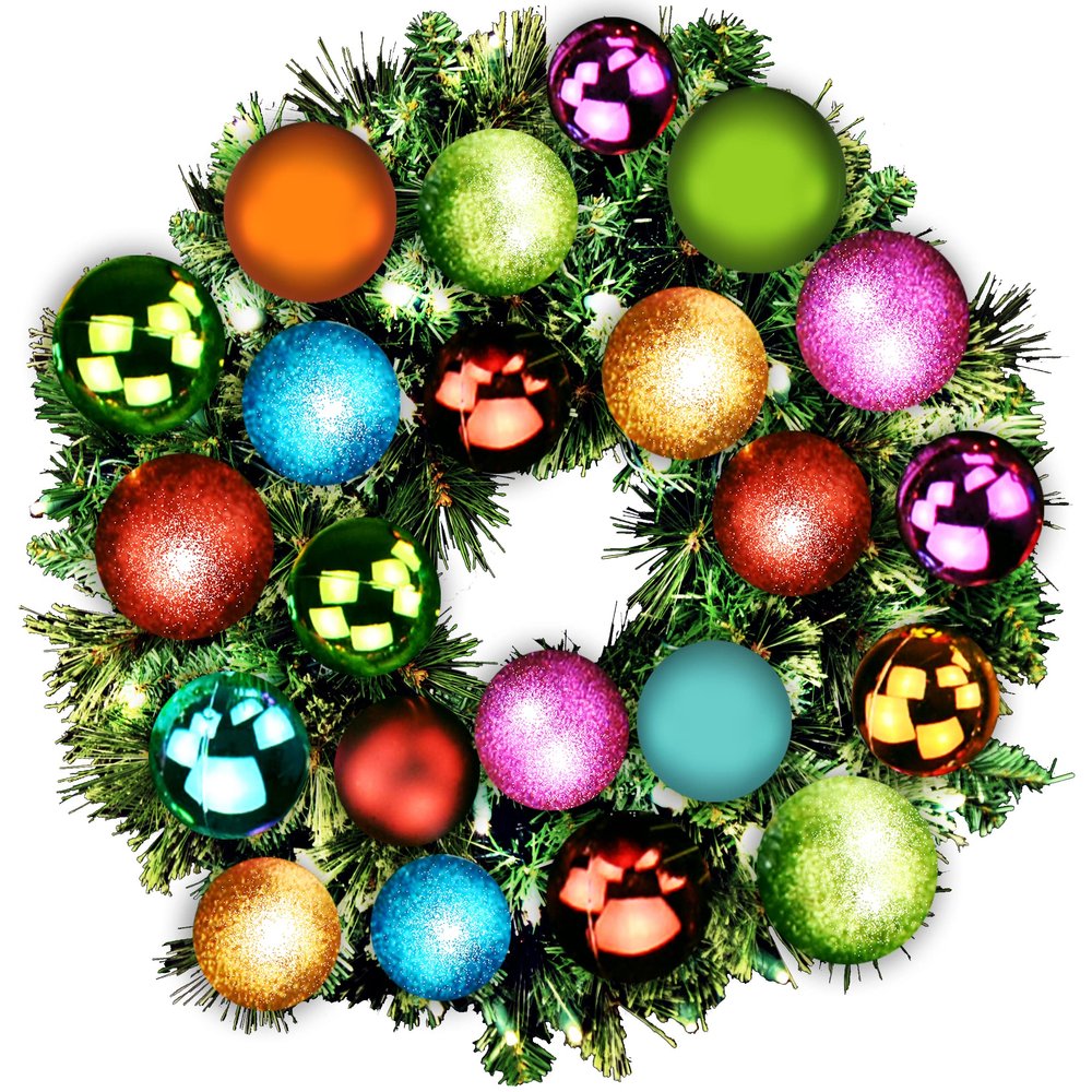 Tropical-Themed Sequoia Wreath with Warm White LED Lights by WinterlandInc