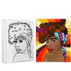 Indigo Art Studio Pre Drawn Canvas Painting for Adults Kids Couples | 4-40 PACK Discounted Bundle | DIY Birthday Gift & Sip and Paint With Twist Party Favor Canvas Only, Afro Queen #7 (8x10 Inches) view 1