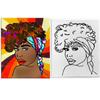 Indigo Art Studio Pre Drawn Canvas Painting for Adults Kids Couples | 4-40 PACK Discounted Bundle | DIY Birthday Gift & Sip and Paint With Twist Party Favor Canvas Only, Afro Queen #7 (8x10 Inches) view 2
