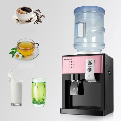 Electric Water Dispenser Countertop Water Cooler Hot & Cold Water Cooler Top Loading Dispenser Automatic Temperature Control Water Machine for Home Office Coffee Tea Bar Pink Black