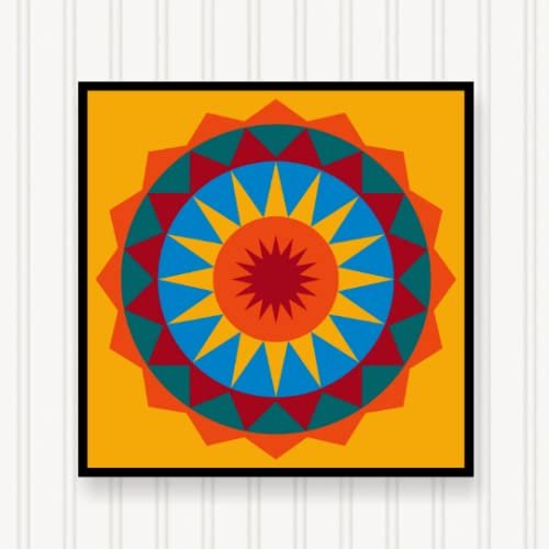 BARN Quilt Block Outdoor Square BQ084-03 | 6 Sizes | Outside Pattern | Wall Art | Yard Art | Barn Quilt Sign | Farm Quilt Design (18" x 18" 1 Sided)