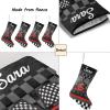 CUXWEOT Personalized Racing Flag Black White Grid Christmas Stocking Customize Name Decor for Xmas Tree Fireplace Hanging Party 17.52 x 7.87 Inch view 4