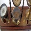 Antique Brass Table Top Clock With Pen Holder Compass Armillary Sphere Globe Clock Desk Top Wooden Base Fathers Day Gift, Mothers Day Gift Home/Office Decor By MSON. view 4