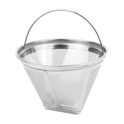 Coffee filter Reusable 4 Cone Shape Stainless Steel Coffee Filter Compatible with all 12-cup coffee machines, such as Hamilton, Beach Brewer, Siemens, Donlim Dl-Kf800 Coffee Maker Filter