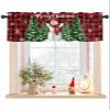 Singingin Christmas Snowman Valances for Windows Merry Xmas Tree Red Plaid Rod Pocket Short Window Valance Curtains Holiday Home Decor Treatment Kitchen Living Room Bedroom 54x18in view 1