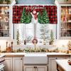 Singingin Christmas Snowman Valances for Windows Merry Xmas Tree Red Plaid Rod Pocket Short Window Valance Curtains Holiday Home Decor Treatment Kitchen Living Room Bedroom 54x18in view 2