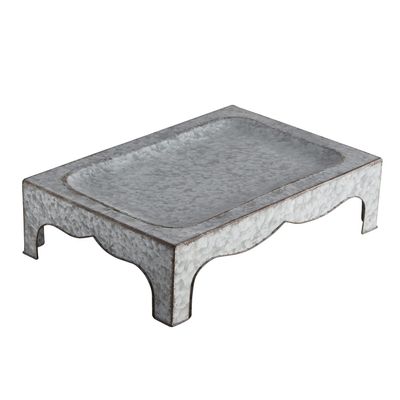 47th & Main Raised Rectangle Galvanized Tray, Medium, Gray