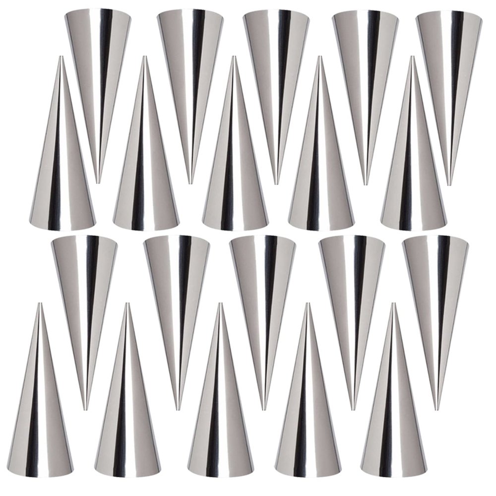 Joyeee 20Pcs Large Conical Cream Horn Molds, Stainless Steel, 5-inch