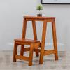 2-Step Stool Folding Step Ladder Portable Wooden Counter Chair Stool Shoe Bench/Flower Rack Safety Non-Slip Home Library Climb LadderBrown view 4