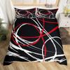 Abstract Spiral Stripes Bedding Set Twin Size,Modern Red Black White Duvet Cover with 1 Pillow Sham Comforter Cover for Kids Boys,Geometric Circle Quilt Cover 2 Pcs, No Comforter view 1