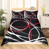 Abstract Spiral Stripes Bedding Set Twin Size,Modern Red Black White Duvet Cover with 1 Pillow Sham Comforter Cover for Kids Boys,Geometric Circle Quilt Cover 2 Pcs, No Comforter view 2