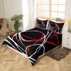Abstract Spiral Stripes Bedding Set Twin Size,Modern Red Black White Duvet Cover with 1 Pillow Sham Comforter Cover for Kids Boys,Geometric Circle Quilt Cover 2 Pcs, No Comforter view 3