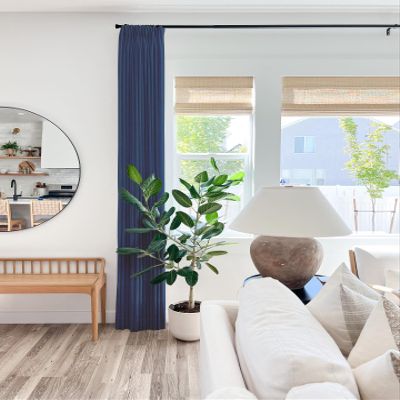 TWOPAGES 50 W x 102 L Tailor Pleat Curtain, Sliding Door Living Room Heavy Faux Linen Textured Window Curtain, Room Darkening Lined Drape 1 Panel, Navy Blue