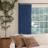 TWOPAGES 50 W x 102 L Tailor Pleat Curtain, Sliding Door Living Room Heavy Faux Linen Textured Window Curtain, Room Darkening Lined Drape 1 Panel, Navy Blue view 2