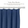 TWOPAGES 50 W x 102 L Tailor Pleat Curtain, Sliding Door Living Room Heavy Faux Linen Textured Window Curtain, Room Darkening Lined Drape 1 Panel, Navy Blue view 3