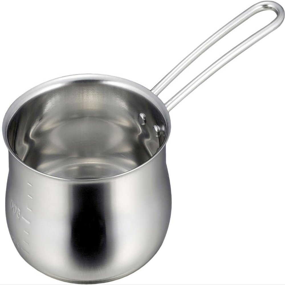Shimomura 44299 Dishwasher Safe Drip Resistant Milk Pan, 4.7 inches (12 cm), Made in Japan, 3.3 gal (1.0 L) for Direct Fire, Easy to Pour, Scale Included, Small Amount of Soup, Baby Food, Warming