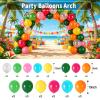 200 Pcs Aloha Luau Party Decorations Set, Hawaiian Tropical Summer Beach Party Supplies with Balloons Banner Grass Table Skirt Umbrellas Honeycomb Centerpiece Hibiscus Palm Leaves view 3