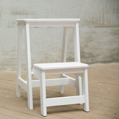 Step Stool 2 Tier Folding Counter ChairPortable Stairs Chair Stool Wood Shoe Bench/Flower Rack Home Decorative Shelf Home Library Climb Ladder,White