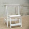 Step Stool 2 Tier Folding Counter ChairPortable Stairs Chair Stool Wood Shoe Bench/Flower Rack Home Decorative Shelf Home Library Climb Ladder,White view 1