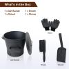 BRIAN & DANY Ash Bucket with Lid, 2.6 Gallon Fireplace Ash Bucket with Shovel and Hand Broom, Metal Bucket for Fireplace, Fire Pit, Wood Burning Stove, Black view 3