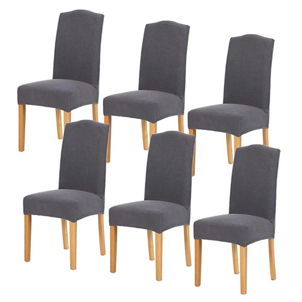 SRHMYJJ Stretch Dining Chair Covers Elastic High Back Dining Room Chair Cover, Machine Washable Parson Chair Protector for Party Wedding Banquet, Washable Removable (Dark Gray 6)