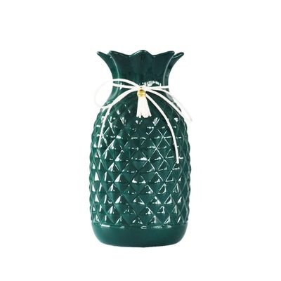 XXZY Vase Creative Pineapple Ceramics Vase Home Decoration European Rural Style Hydroponics Vases Home Office Decoration (Color : Dark Green)