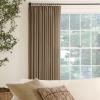 TWOPAGES 50 W x 102 L Tailor Pleat Curtain, Sliding Door Living Room Heavy Faux Linen Textured Window Curtain, Room Darkening Lined Drape 1 Panel, Rust Brown view 2