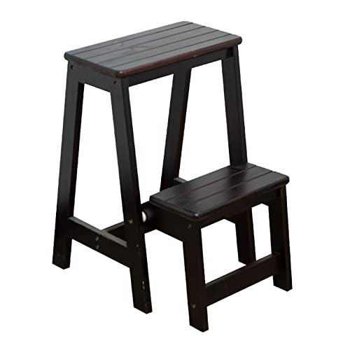 WYZDCP Folding Step Stool 2 Tier Step Ladder,Wood Ladder Stool Multifunction Step Ladder Stool Portable Counter Chair Shoe Bench/Flower Rack for Household and Office