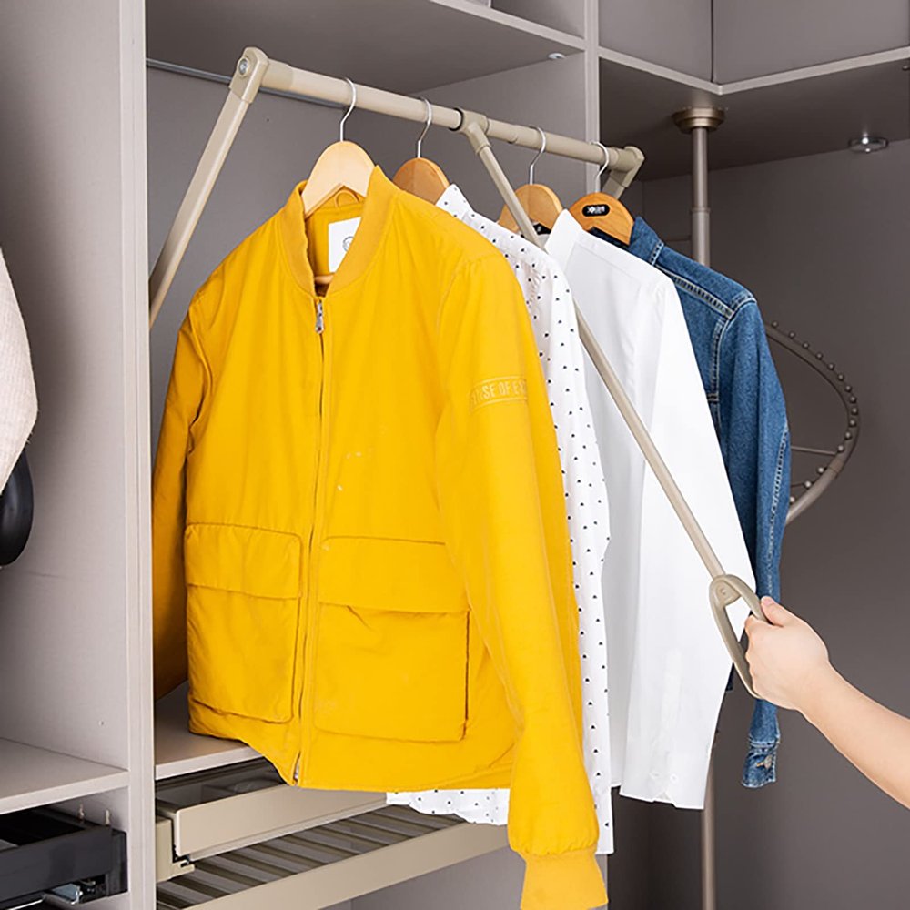 Pull-down Wardrobe Closet Rod, Adjustable Closet Lift Rail Storage System, Closet Hanger Rod, Used to Hang Clothes, Save Closet Space, Storage Rack, Adjustable Width (size: 510-650mm) ( Size : 510-650