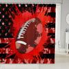 American Flag Shower Curtain, Football Soccer Bath Curtain United States Sports Games Bathroom Sets, Decorative Bathroom Curtain Machine Washable Durable Polyester Fabric, Red 72" W X 84" L view 1