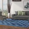 CASAVANI Hand Woven Pure Cotton Area Indigo Blue Floral Tassels Floor Hand Woven Reversible Throw Door Mat Laundry Room Indoor Runner Bathroom Tablecloth 80x300 cm (2.6x10 Runner Feet) view 2