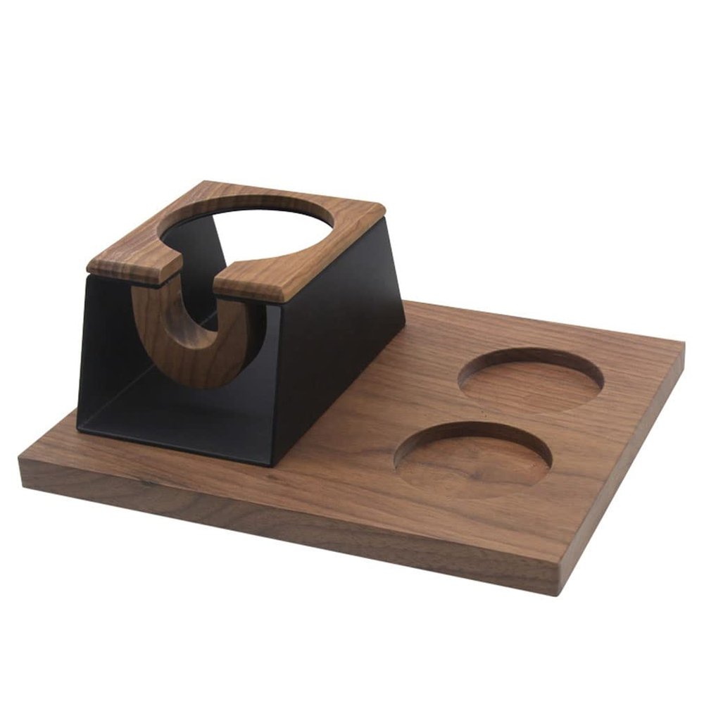 C/M Wood Coffee Filter Tamper Holder Wooden Espresso Mat Stand Station, Mat, Barista Tools Machine Accessories - 3 Holes 58Mm