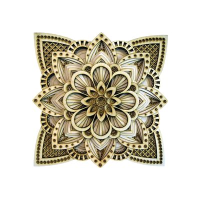 BHDecor Home Wall Decor Multilayered Laser Cut Carved Elegant Wooden Mandala Hanging MDF Panels for Decoration - Rustic Contemporary Artwork 17.7 x 17.7 inch (45cm)