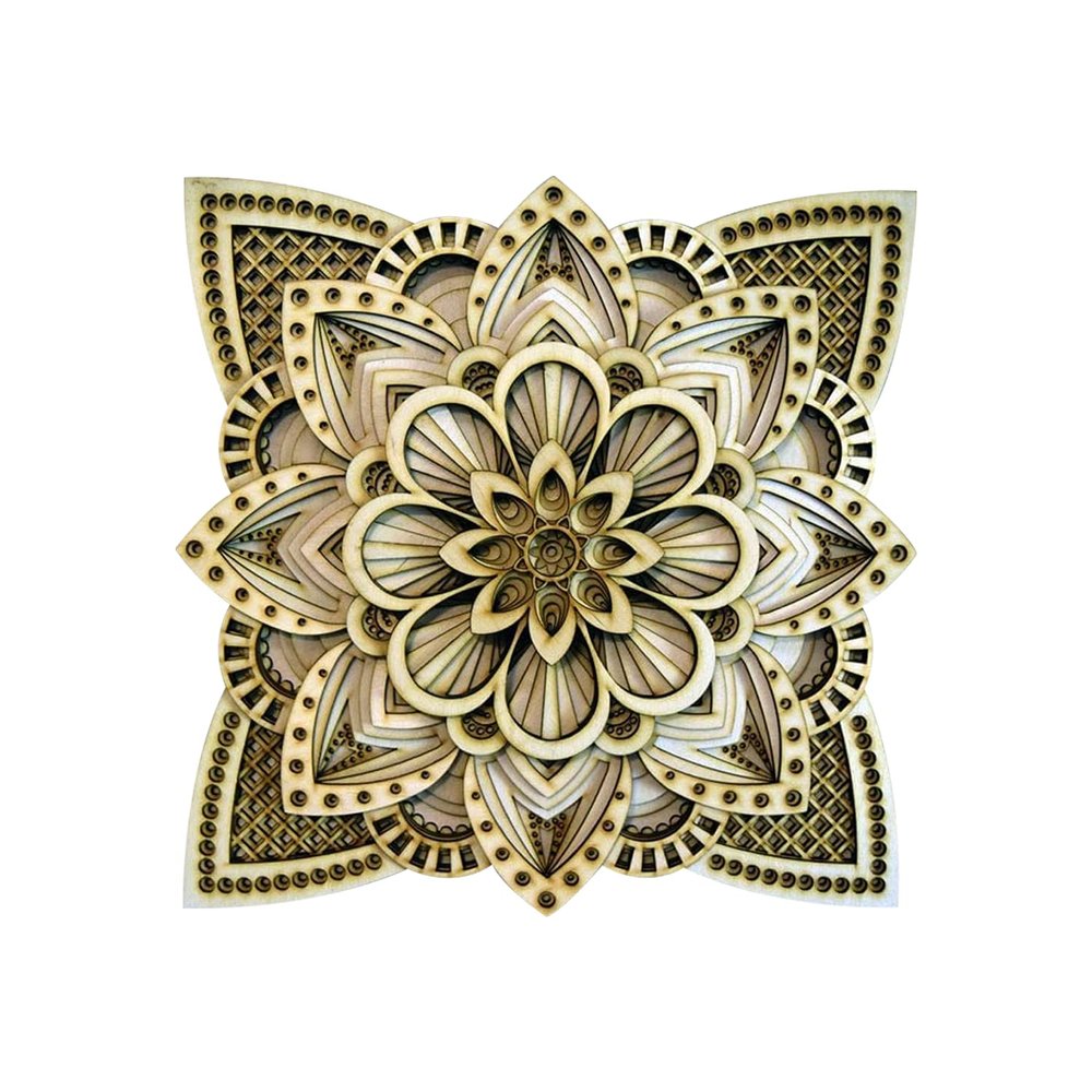 BHDecor Home Wall Decor Multilayered Laser Cut Carved Elegant Wooden Mandala Hanging MDF Panels for Decoration - Rustic Contemporary Artwork 17.7 x 17.7 inch (45cm)
