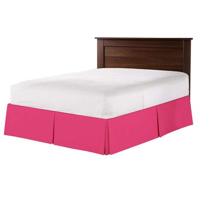 100% Cotton 800 Thread Count Box Pleated Bed Skirt - Luxury Pleated Dust Ruffle, Hotel Quality Modern Bed Skirt, Easy Fit with 15 Inch Tailored Drop, King, Hot Pink