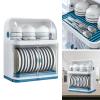 2 Tier Dish Drying Rack Drainboard Set, Compact White Transparent Kitchen Dish Rack, Plastic Dish Drying Rack Kitchen Drain Rack with Lid Cover, for Kitchen Organizer Storage Space Saver (USA Stock) view 2