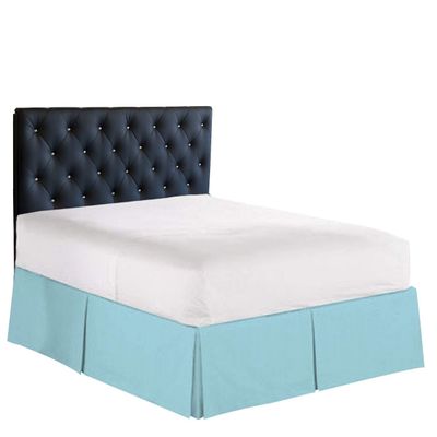 100% Cotton 800 Thread Count Box Pleated Bed Skirt - Luxury Pleated Dust Ruffle, Hotel Quality Modern Bed Skirt, Easy Fit with 15 Inch Tailored Drop, Full XXL, Aqua Blue