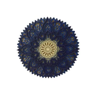 BHDecor Home Wall Decor Multilayered Laser Cut Carved Elegant Wooden Mandala Hanging MDF Panels for Decoration - Rustic Contemporary Artwork 14.1 x 14.1 inch (36cm), Colored