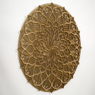 BHDecor Home Wall Decor Multilayered Laser Cut Carved Elegant Wooden Mandala Hanging MDF Panels for Decoration - Rustic Contemporary Artwork 14.1 x 14.1 inch (36cm)