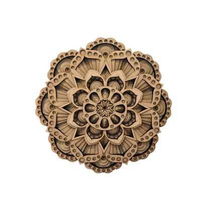 BHDecor Home Wall Decor Multilayered Laser Cut Carved Elegant Wooden Mandala Hanging MDF Panels for Decoration - Rustic Contemporary Artwork 14.1 x 14.1 inch (36cm)