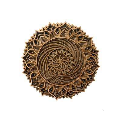 BHDecor Home Wall Decor Multilayered Laser Cut Carved Elegant Wooden Mandala Hanging MDF Panels for Decoration - Rustic Contemporary Artwork 14.1 x 14.1 inch (36cm)
