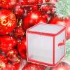 JUUO 64 Compartments Ornament Storage Storage Box - Keeps 64 Holiday Ornaments, Xmas Decorations Accessories, 3In cube Compartments - Sturdy Flexible Plastic, Red view 4
