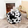 Asuprui Pouf Ottoman Unstuffed, Faux Rabbit Fur Cover, No Filler, 18" Round, Black and White view 1