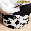 Asuprui Pouf Ottoman Unstuffed, Faux Rabbit Fur Cover, No Filler, 18" Round, Black and White view 2