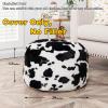 Asuprui Pouf Ottoman Unstuffed, Faux Rabbit Fur Cover, No Filler, 18" Round, Black and White view 3