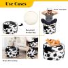 Asuprui Pouf Ottoman Unstuffed, Faux Rabbit Fur Cover, No Filler, 18" Round, Black and White view 4