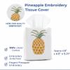 Jacaranda Living Square Tissue Box Cover, Linen/Cotton Fabric Tissue Holder, Decorative Cloth Tissue Cube Cover, Botanical Designs, Pineapple view 2